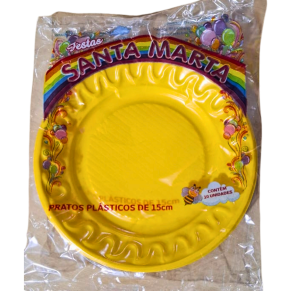 PRATO SOBREMESA AMARELO PL 15CM C/10 UNID