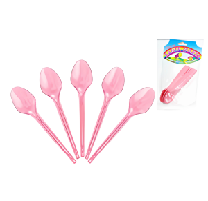 COLHER PLÁSTICO SOBREMESA PINK C/12 UNID