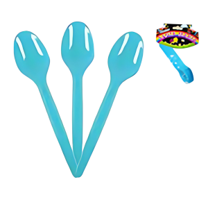 COLHER PLÁTICO SOBREMESA AZUL C/12 UNID