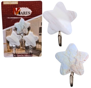 GANCHO ADESIVO ESTRELA C/3 PÇS - MA-9260
