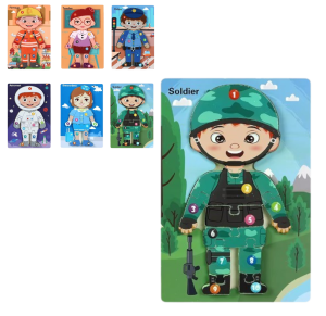 BRINQUEDO INTERATIVO P/ ENCAIXE DE MADEIRA PROFISSÕES - TK-AB8797