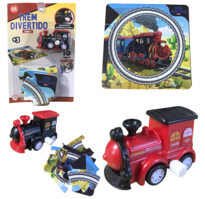 TRENZINHO QUEBRA CABEÇA C/PISTA C/10 PÇS - AKT4619