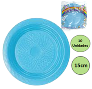 PRATO SOBREMESA AZUL CLARO PL 15CM C/10 UNID
