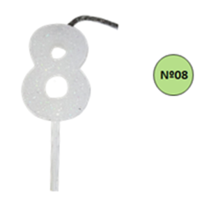 VELA GLITER PQ BRANCA Nº 8