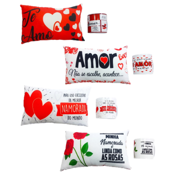 ALMOFADA 30CM AMOR C/CANECA - 0048-A-K