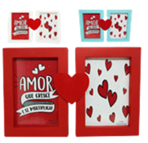 PORTA RETRATO PL DUPLO 10X15CM CORAÇÃO - 3104