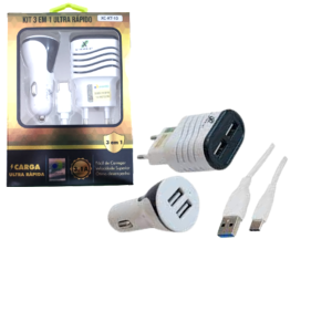 CARREGADOR TIPO C 3,1A+VEICULAR+CABO - XC-KT-10