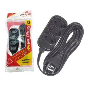 EXTENSÃO ELETRICA BIPOLAR 5M C/3 TOMADAS - REF 502