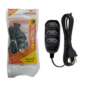 EXTENSÃO ELETRICA BIPOLAR 3M C/3 TOMADAS - REF 501