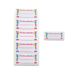 ETIQUETA ADESIVA FELICIDADES DE/PARA C/100 UNID - L27