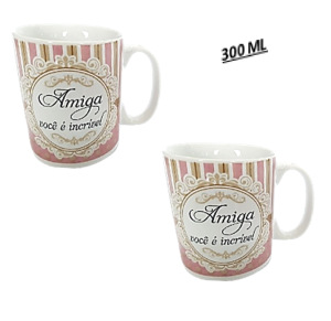 CANECA DE PORCELANA 300ML - AMIGA - UT11-86