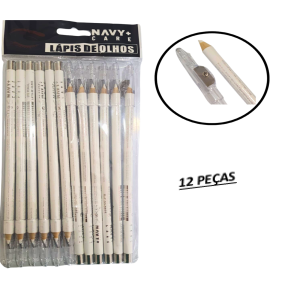 LAPIS DE OLHO BRANCO C/APONTADOR C/12 PÇS - N+0823