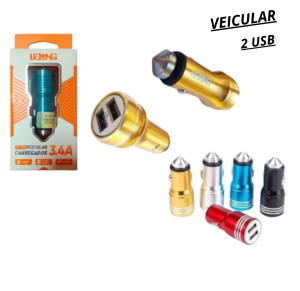 CARREGADOR VEICULAR PLUG 3.4A - LE-525