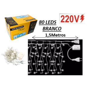 CASCATA BOLINHA BRANCA 80 LEDS 1,5M -  NTM13080B220V