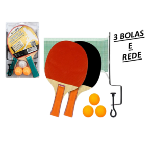 RAQUETE DE PING PONG C/3 BOLAS E REDE - AX13727-A