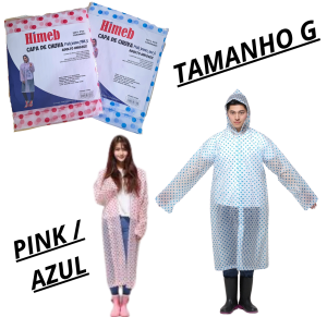 CAPA DE CHUVA ADULTO C/BOTÃO TAMANHO G - BR/RS - P16Q