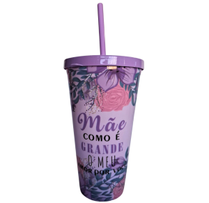 COPO MÃE C/TAMPA E CANUDO 600ML - HG59635