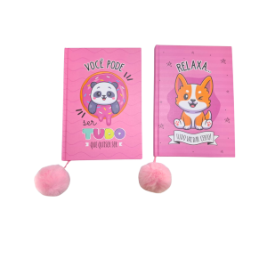 CADERNETA P/ANOTAÇÕES COM POMPOM 20X14CM C/80 FLS - DT5016