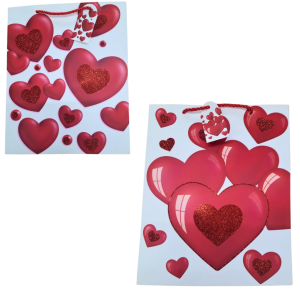 SACOLA DE PRESENTE CORAÇÃO 32X26X12CM - F0171