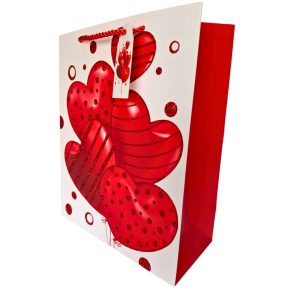 SACOLA DE PRESENTE CORAÇÃO 32X26X12CM - F0171