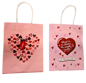 SACOLA DE PRESENTE CORAÇÃO 27X21X11CM - FJ90694