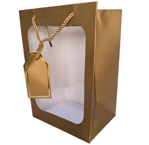 SACOLA DE PRESENTE 25X18X13CM C/VISOR TRANSPARENTE - F0173