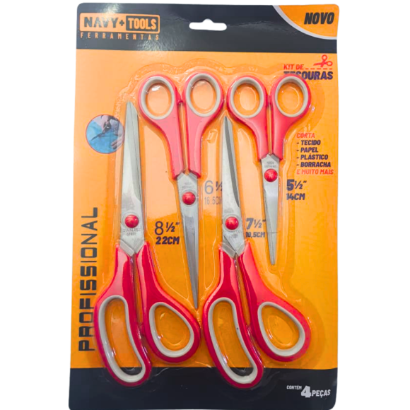 TESOURA C/4 PÇS 14/16,5/19,5/22CM - N+2003