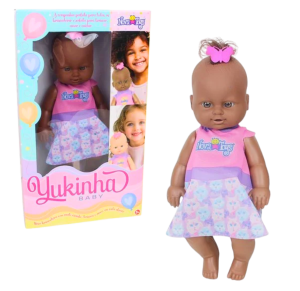 BONECA YUKINHA BABY NEGRA 40,5X24,5CM - 1046
