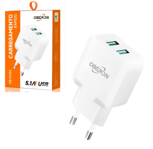 CARREGADOR 5.1A C/2 ENTRADAS USB - OR-IC033