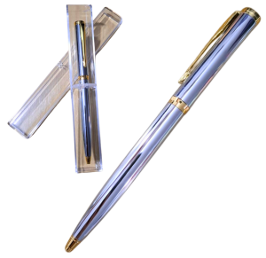 CANETA ESFEROGRAFICA PRATA/DOURADO C/ ESTOJO - MJ21355-3